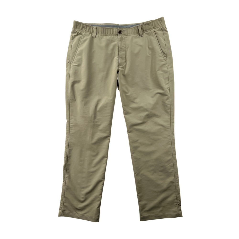 Under Armour Match Play Mens 38x30 Khaki Tan Performance Golf Pants Stretch Tech